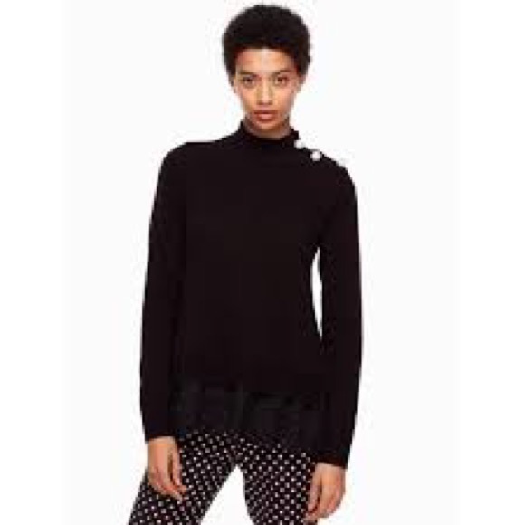 Broome Street Kate Spade Pearl Turtleneck Sweater With Lace Panels Hemline NWOT - Picture 1 of 10